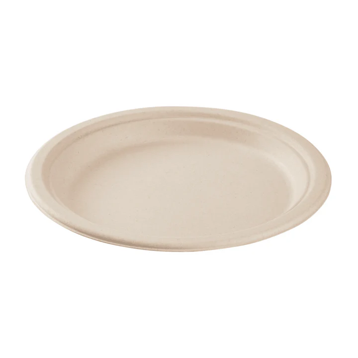 9 | Bagasse | Natural | 1-Comp | Round Plate | 50/10