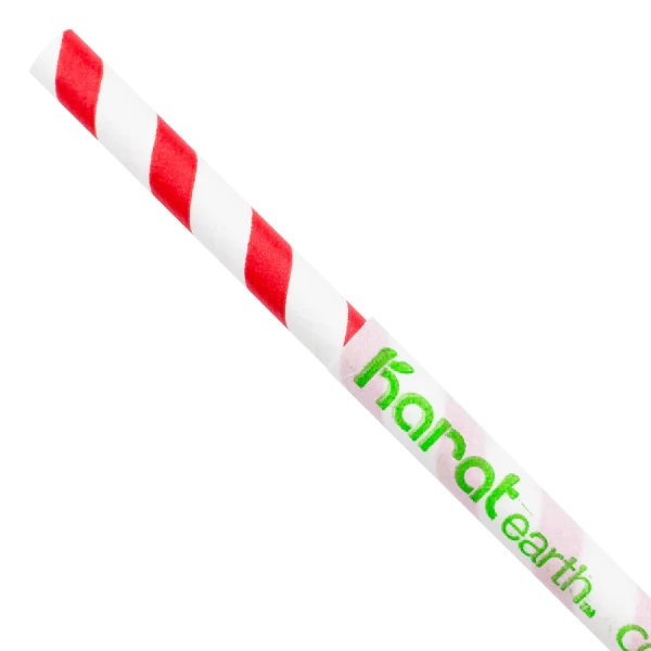 K | Paper Straw | 10.25" | 7mm | Red/White Spiral | 4/300 | KE-C9338
