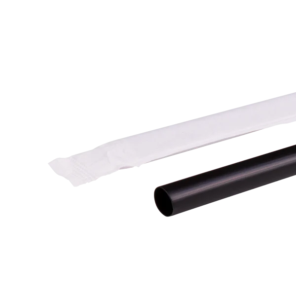 K | Plastic Straw | 10.25" | 8mm | Black | Wrapped | 4/300 | C9125