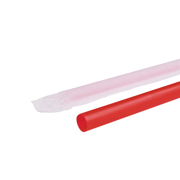K | Plastic Straw | 10.25" | 8mm | Red | Wrapped | 4/300 | C9125