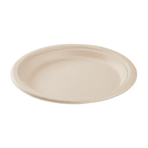 [sku17-489-1c] 9 | Bagasse | Natural | 1-Comp | Round Plate | 50/10