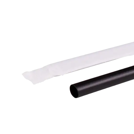 [sku17-743-B] K | Plastic Straw | 10.25" | 8mm | Black | Wrapped | 4/300 | C9125