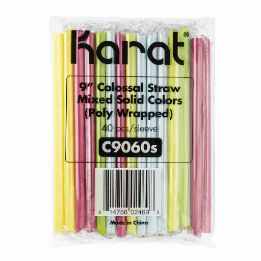 [sku17-750] C9060S | 9" | 10mm | Boba | Wrapped STRAW | Mixed Color | 1600