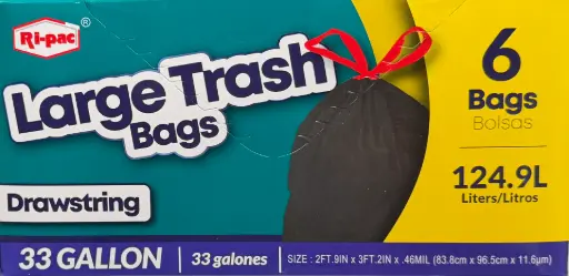 [sku80-143] RP | 33Gal | Trash Bag | Black | 6/24 | 56433