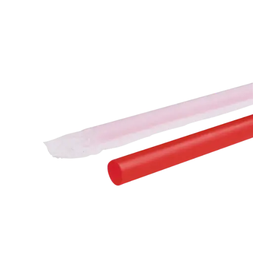 [sku17-743-R] K | Plastic Straw | 10.25" | 8mm | Red | Wrapped | 4/300 | C9125